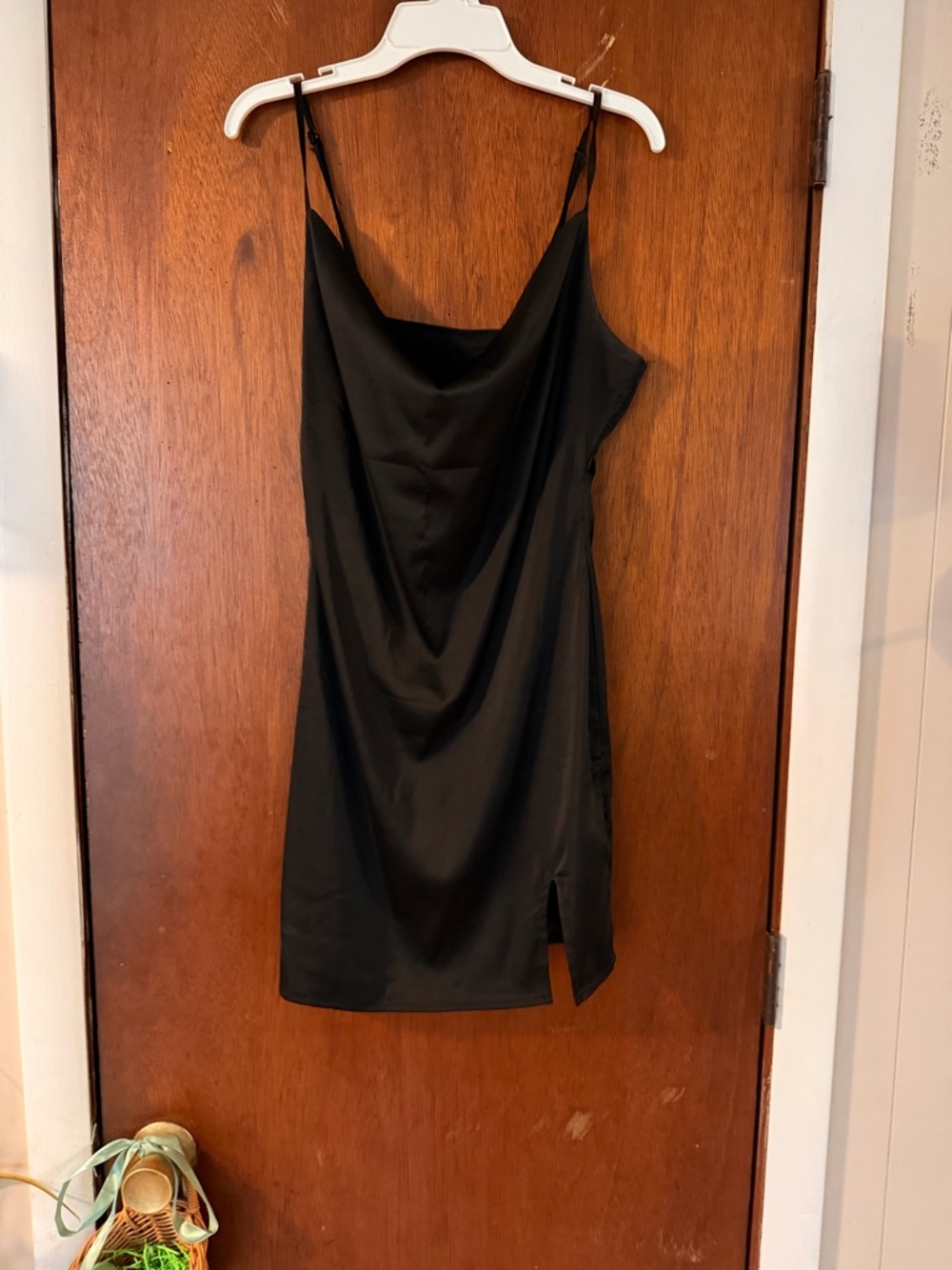 SHEIN Black Cowl Neck Mini Slip Dress